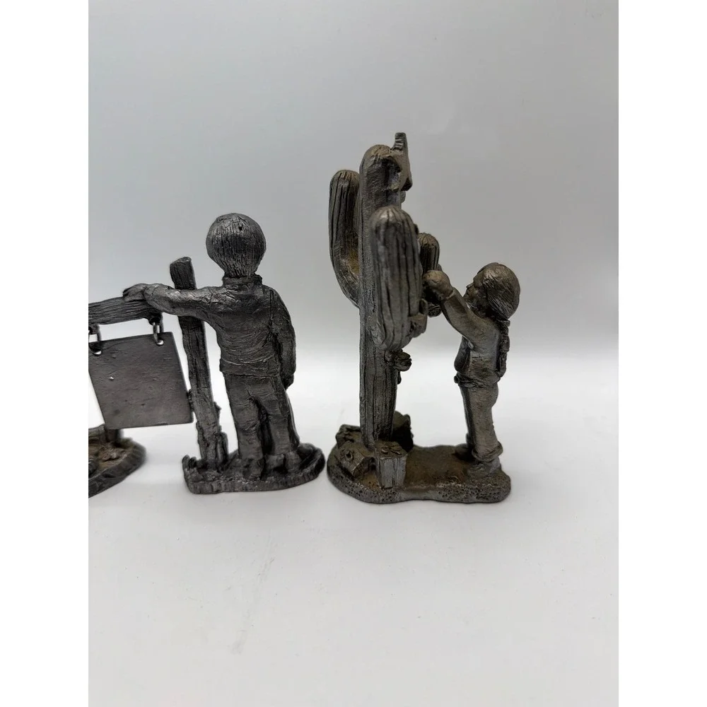 Michael Ricker Pewter Figurines Set 3 Vintage Miniature Sculptures Signed Ltd Ed